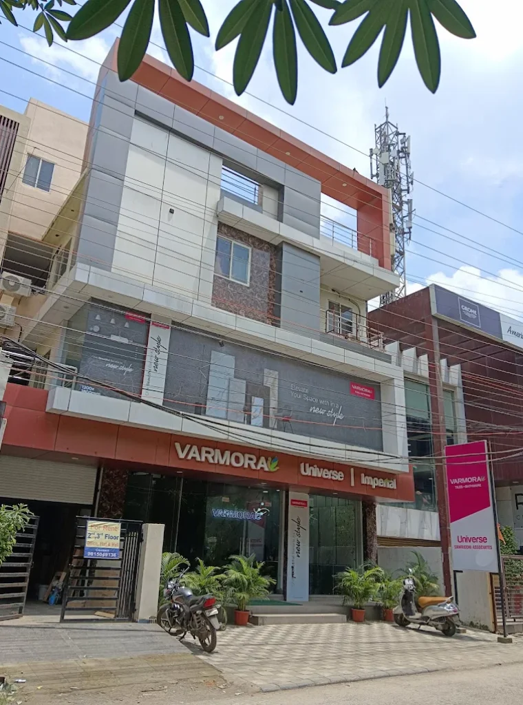 Samriddhi Tiles showroom exterior front view – Varmora tile distributor in Indore